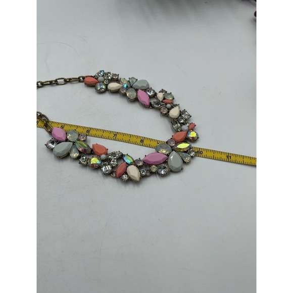 J. Crew Pink Coral Cream Opalescent Glowing Rhinestone Statement Necklace - Picture 13 of 15